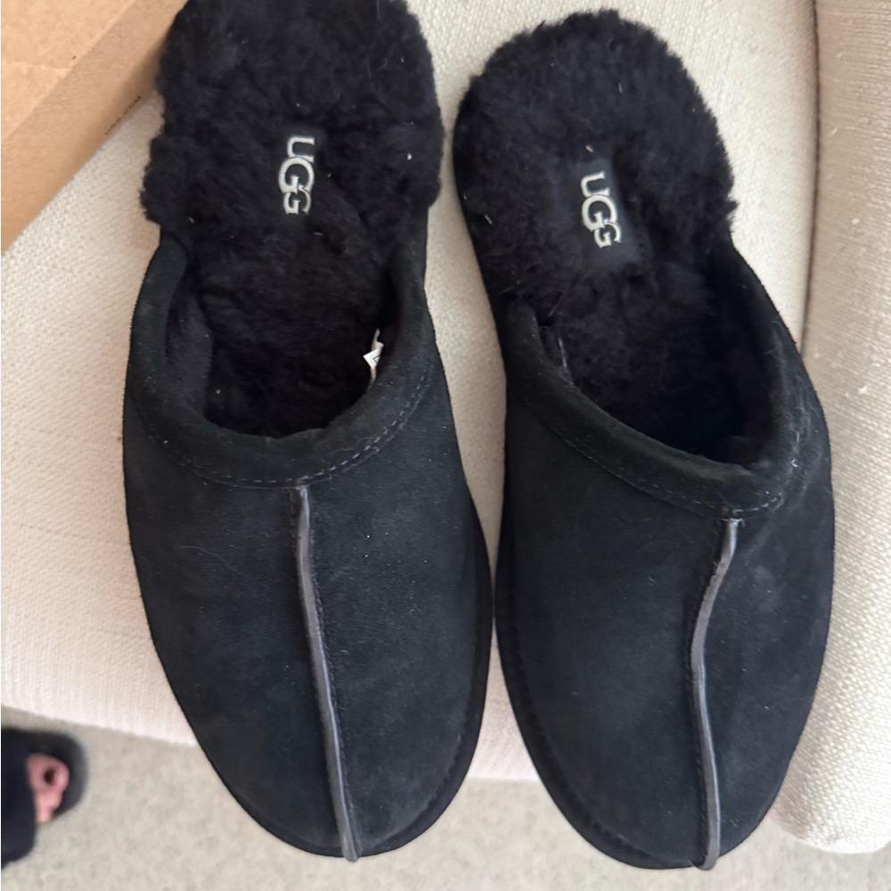 UGG Black Suede Slip-On Slippers